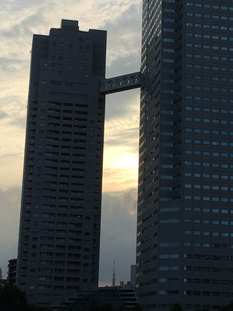 佃大橋から東京タワーとスカイツリー 両方見えました 東京 下町に住んでみたら